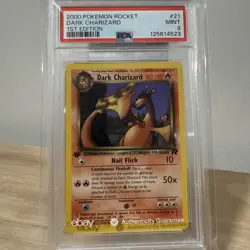 Pokemon Dark Charizard Team Rocket 1st Edition NON Holo Rare #21 PSA 9 Mint - Image 3
