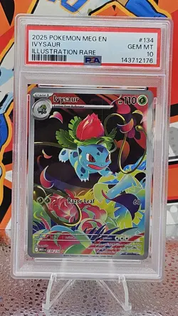 PSA 10 GM MINT Ivysaur 134/132 Me01: Mega Evolution Holo Pokemon - Image 1