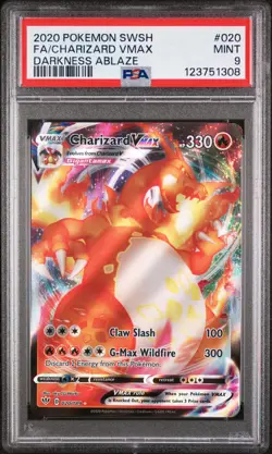 CHARIZARD VMAX 2020 Pokemon Sword & Shield Darkness Ablaze #020/189 PSA 9 - Image 1