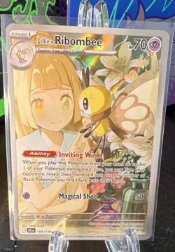 🐝 Pokemon TCG Lillie’s Ribombee 164/159 Holo Secret Rare FA Pack Fresh! 🐝 - Image 1
