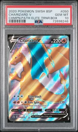 2020 Pokemon SWSH BSP Champions Path Elite Charizard V Full Art Rare #050 PSA 10 - Image 1