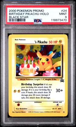 _____'S BIRTHDAY PIKACHU Black Star Promo #24 PSA 9 Vintage Pokemon [Nostalgium] - Image 1