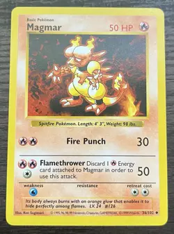 Magmar 036/102 Pokemon TCG WOTC Base Set (Shadowless) Regular MINT - Image 1