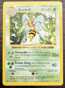 Shadowless Beedrill 017/102 Pokemon TCG WOTC Base Set MINT - Image 1