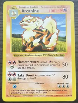 Shadowless Arcanine 23/102 Pokemon TCG WOTC Base Set MINT - Image 1