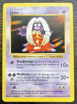 Shadowless Jynx 031/102 Pokemon TCG WOTC Base Set MINT - Image 1