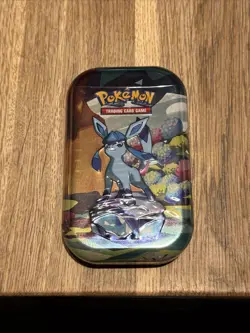 Scarlet & Violet 8.5 Prismatic Evolution Mini Tin Glaceon Pokemon Cards - Image 1