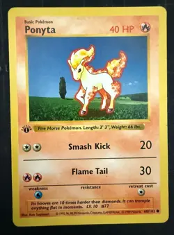 🌟 1999 Pokemon TCG Base Set 1st Edition Shadowless Ponyta #60/102 🌟 - Image 1