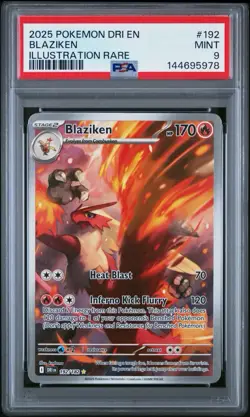PSA 9 Blaziken Illustration Rare Pokemon Destined Rivals #192 Mint Fresh Slab - Image 1