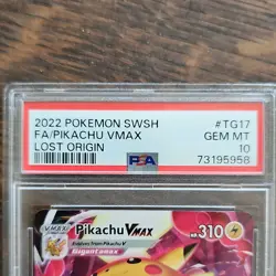 Pokemon Pikachu VMAX TG17/TG30 Lost Origin TG Full Art Holo PSA 10 - Image 3