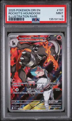 2025 Pokemon Dri EN-Destined Rivals Rocket's Houndoom Illustration Rare PSA 9 - Image 1