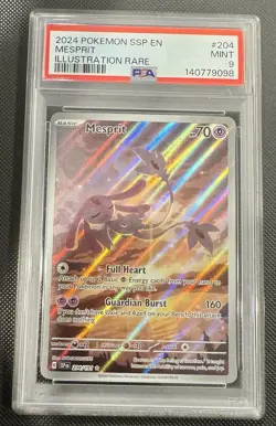 Pokemon Mesprit 204/191 Surging Sparks Illustration Rare Holo EN 2024 PSA 9 - Image 1