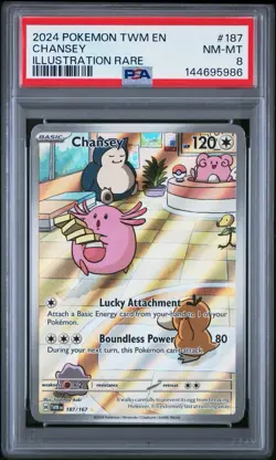 PSA 8 Chansey Illustration Rare Pokemon Twilight Masquerade #187 Near Mint - Image 1