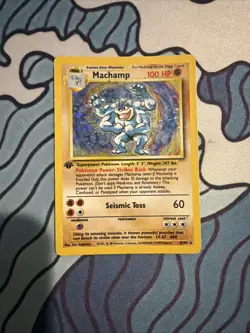 Pokemon WOTC Machamp First Edition Unlimited 8/102 #68 Holo LP - Image 1