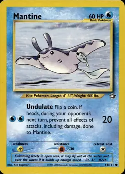 MANTINE 64/111 COMMON NEO GENESIS POKEMON UNLIMITED NM/M - Image 1