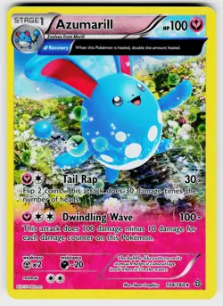 AZUMARILL 104/160 HOLO R PRIMAL CLASH POKEMON REVERSE HOLO NM/M - Image 1