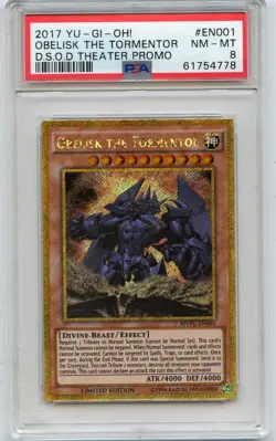 2017 YU-GI-OH! #EN001 OBELISK THE TORMENTOR D.S.O.D. THEATER PROMO - PSA 8 (778) - Image 1