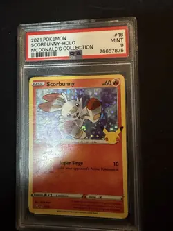 Pokemon TCG Scorbunny Shining Fates Holo Card SV015/SV122 PSA9 - Image 1