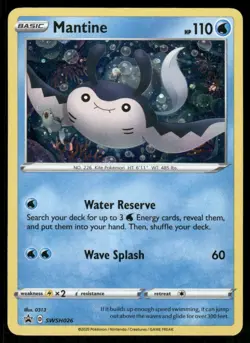 Pokemon Cards Mantine SWSH026 Sword & Shield Promo Holo Promo NM - Image 1