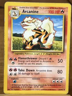 Pokemon TCG Arcanine 23/102 Base Set Uncommon MP - Image 1