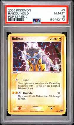 2006 POKEMON POP SERIES 2 #3 RAIKOU-HOLO PSA 8 - Image 1