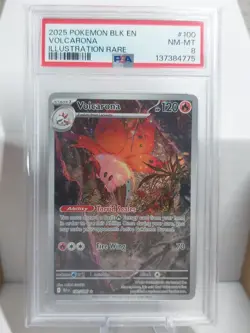 2025 POKEMON BLK EN-BLACK BOLT ILLUSTRATION RARE #100 VOLCARONA PSA 8 - Image 1