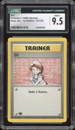 1999 Pokemon GERMAN 1st Edition Base Set Bill 91/102 CGC 9.5 MINT + - Image 1