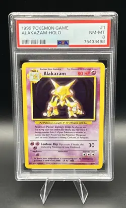 1999 POKEMON GAME #1 ALAKAZAM-HOLO PSA 8 - Image 1