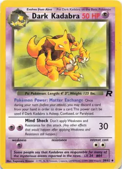 Pokemon - Dark Kadabra #39/82 - Team Rocket Unlimited - Image 1