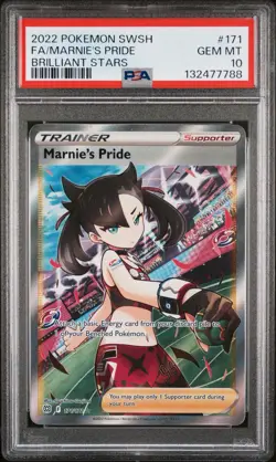 PSA 10 MARNIE'S PRIDE 171 BRILLIANT STARS SWORD & SHIELD TRAINER POKEMON - Image 3