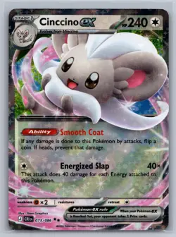 CINCCINO EX 073/086 HOLO DOUBLE RARE POKEMON ME04: CHAOS RISING NM/M - Image 1