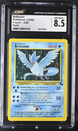 CGC 8.5 Articuno 1999 Fossil 2/62 Holo Pokemon Card Vintage LIKE PSA - Image 1
