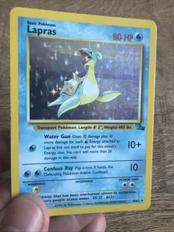 Pokemon TCG Fossil 1999 Unlimited Lapras Holo Rare Card 10/62 Vintage WOTC HP - Image 1
