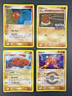 Diglett & Dugtrio 4 card lot Reverse Holo Pokemon Rumble Crystal Guardians stamp - Image 1