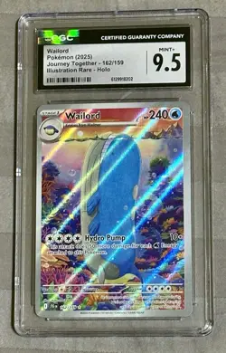 Pokemon Wailord 162/159 Journey Together Illustration Rare Holo CGC 9.5 2025 - Image 1