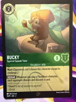Disney Lorcana Bucky Squirrel Squeak Tutor League Promo Card 15/P1 Foil NEW - Image 1