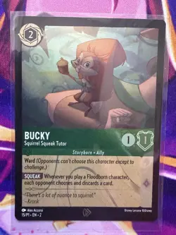 Disney Lorcana Bucky Squirrel Squeak Tutor League Promo Card 15/P1 Foil NEW - Image 3