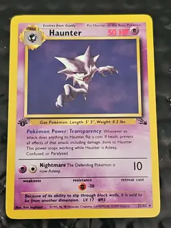 HAUNTER First Edition 2000 Pokemon Fossil NON-HOLO Rare Card #21/62 - Image 1