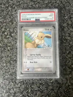 Pokemon Eevee TCG World Championship 2006 Promo Card 69/113 PSA9 Signed - Image 1