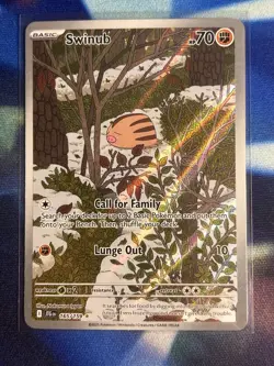 Pokemon Swinub 165/159 Sv09: Journey Together Illustration Rare Full Art Holo - Image 1