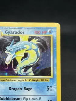 Pokemon TCG Gyarados 6/102 Base Set Unlimited Holo Vintage Olds School Foil Card - Image 3