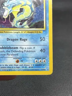 Pokemon TCG Gyarados 6/102 Base Set Unlimited Holo Vintage Olds School Foil Card - Image 4