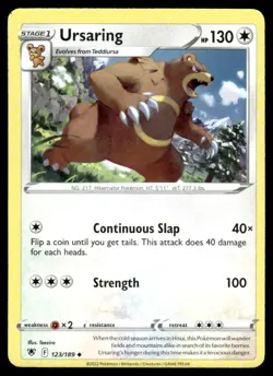 Ursaring 123/189 Uncommon Astral Radiance Pokemon NM Miscut Error Off Center - Image 1