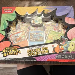 Pokemon TCG Mega Evolution Ascended Heroes Deluxe Pin Box Promo Chikorita - Image 1