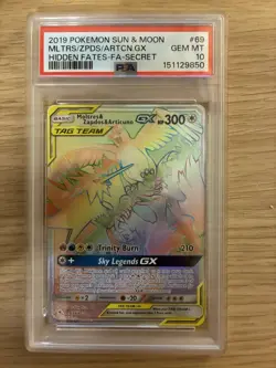 2019 Pokemon Moltres Zapdos Articuno GX Secret Rare 69/68 Hidden Fates PSA 10 - Image 1
