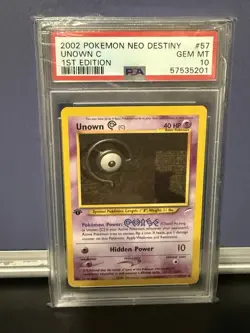 Pokemon Neo Destiny 1st Edition 2002 Unown C #57 PSA 10 Gem Mint - Image 1