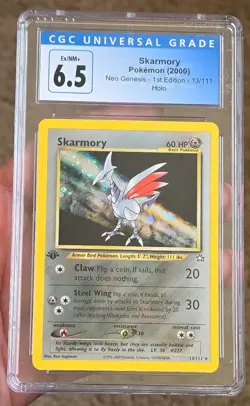 Pokemon 2000 CGC 6.5 (Blue Label) Neo Genesis 1st Edition Skarmory Holo 13/111 - Image 1