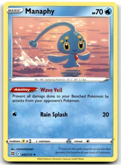Manaphy 041/172 SWSH09: Brilliant Stars Rare Normal Pokemon TCG MP - Image 1