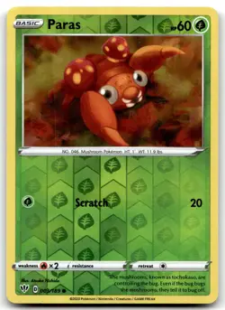 Paras 003/189 SWSH03: Darkness Ablaze Common Reverse Holo Pokemon TCG LP - Image 1