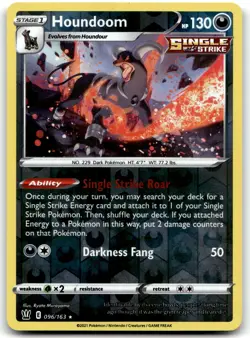 Houndoom 096/163 SWSH05: Battle Styles Holo Rare Reverse Holo Pokemon TCG LP - Image 1